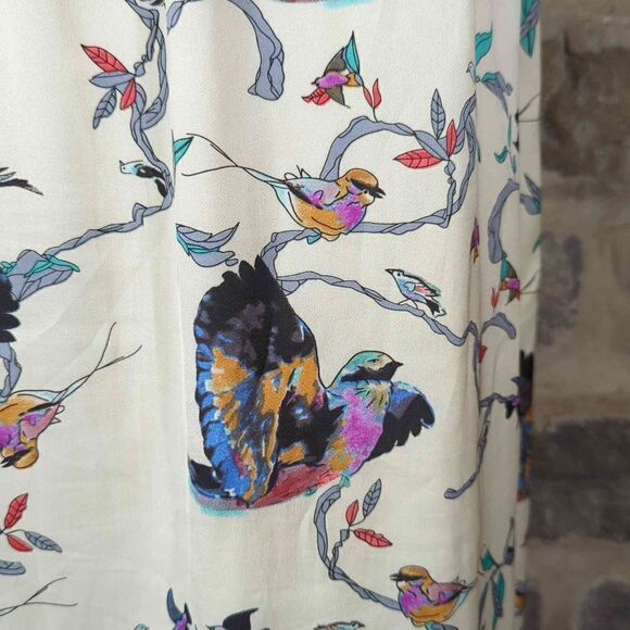 PINK Martini Dress Maxi Woman's Size XS Bird Floral Print Summer Lined‎ Braided - Picture 10 of 14